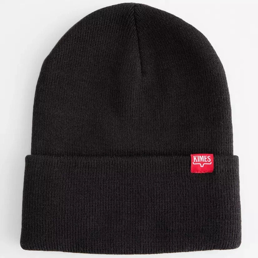 Kimes Ranch Solid Black Clip Tag Logo Beanie