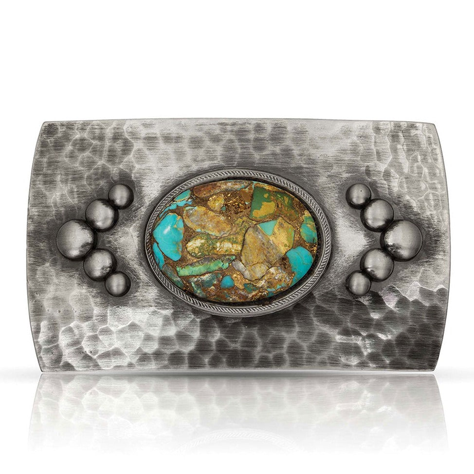 River Rock Cascade Turquoise Belt Buckle By Montana Silversmiths