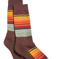 Pendleton Great Smoky Mountain Striped Cotton Crew Socks in Brown