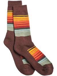 Pendleton Great Smoky Mountain Striped Cotton Crew Socks in Brown