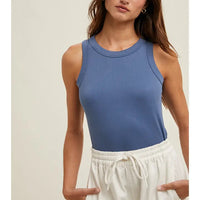 Women's Crew Neck Ribbed Knit Tank Top (Available in 12 Color Options!)