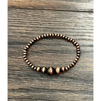 Copper Cluster Navajo Inspired Pearl Stretch Bracelet