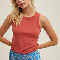 Women's Crew Neck Ribbed Knit Tank Top (Available in 12 Color Options!)