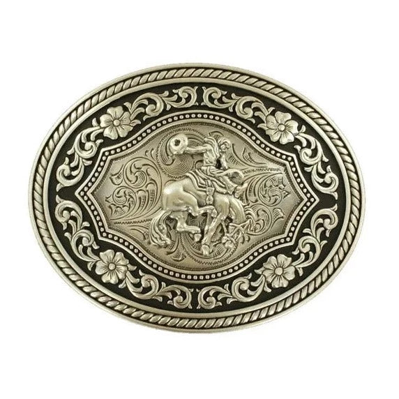Nocona Oval Bronc Rider Belt Buckle