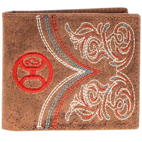 Hooey "Ranger" Embroidered Tan Leather Bi-Fold Wallet