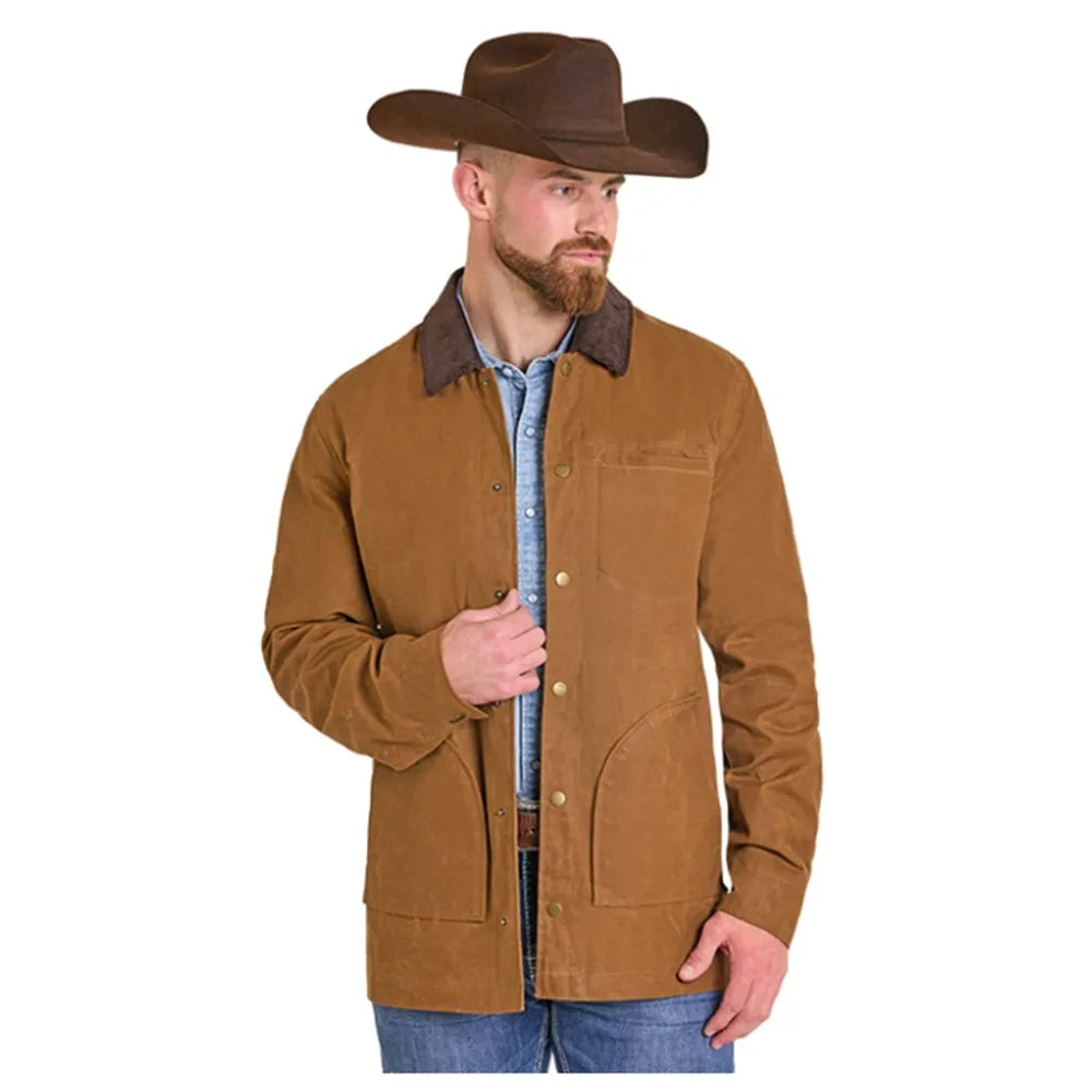 Powder River Outfitters Men's Oilskin Coat in Camel