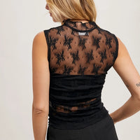 Women's Sheer Floral Lace Mesh Tank Top (Available in 3 Color Options)