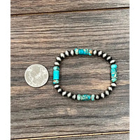 Handmade Stone and Navajo Inspired Pearl Stretch Bracelet