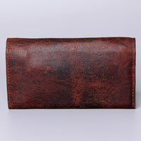 American Darling Leather Buckstitched Floral Tooled Snap Organizer