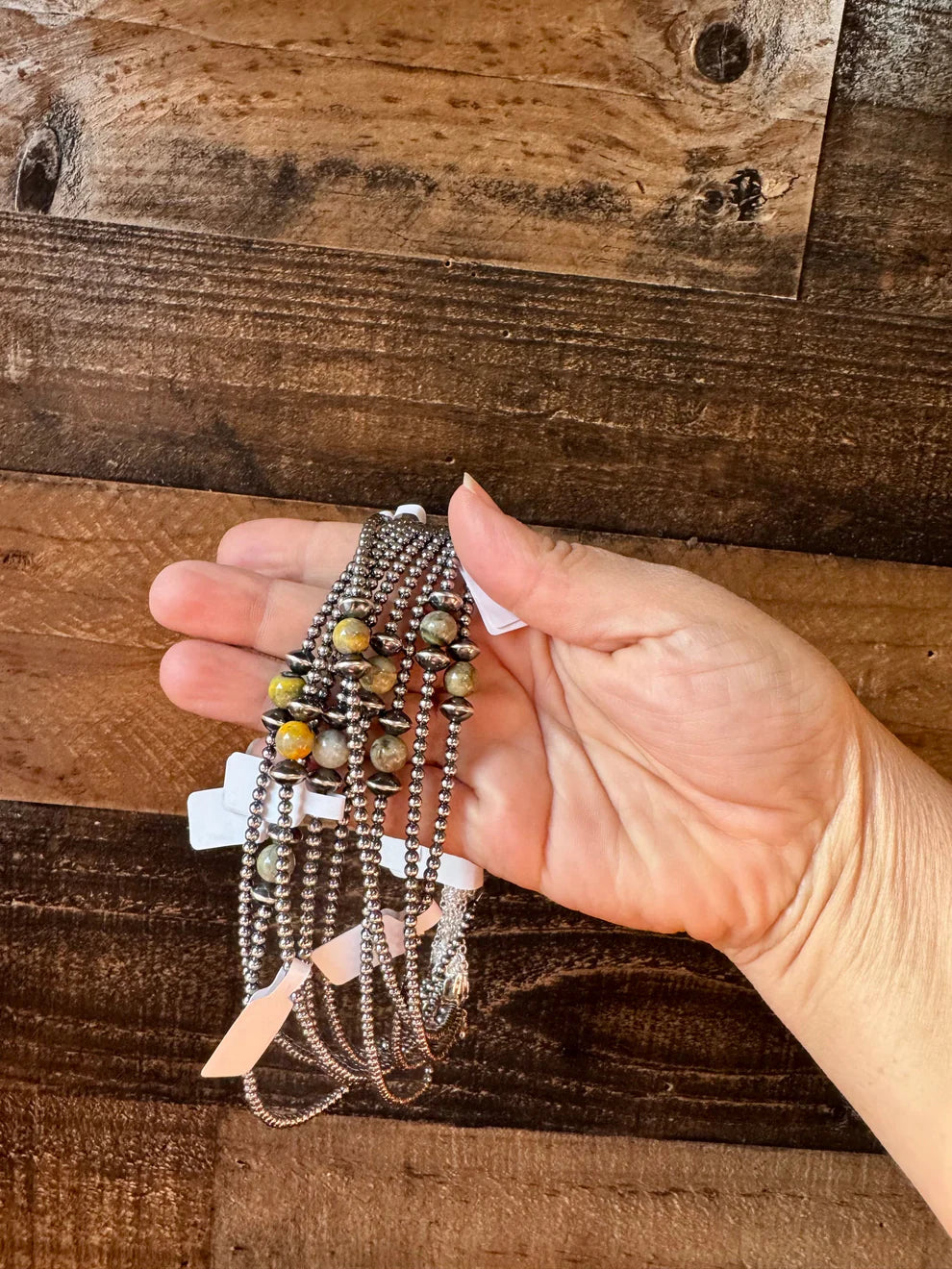 14" Sterling Silver Pearl and Bumblebee Jasper Choker