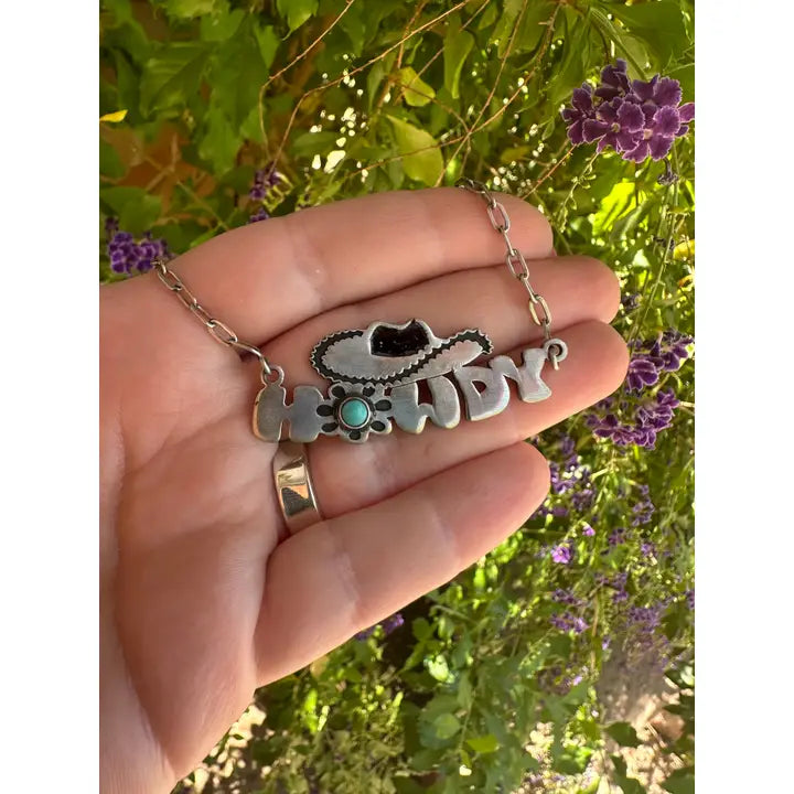 14" Howdy Sterling Siliver and Turquoise Necklace