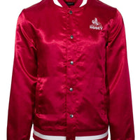 Hooey Men's Branded Satin Bomber Jacket in Red & White