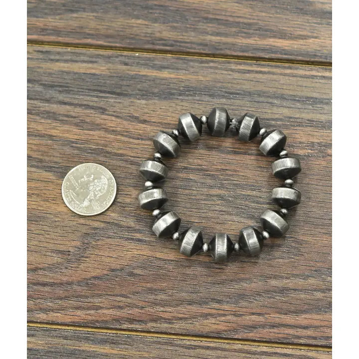 Rondelle 12mm Navajo Inspired Pearl Stretch Bracelet