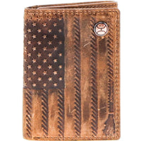 Hooey "Liberty Roper" Embossed Flag Leather Trifold Wallet