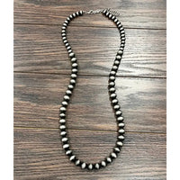 34" Large Silver Navajo Inspired Bead Necklace