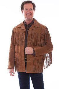 Scully Men's Suede Leather Fringe Jacket in Cinnamon
