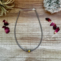 14" Sterling Silver Pearl and Bumblebee Jasper Choker