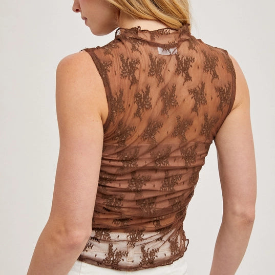 Women's Sheer Floral Lace Mesh Tank Top (Available in 3 Color Options)