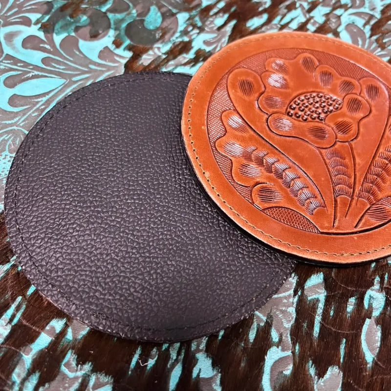 Western Tooled Leather Coasters