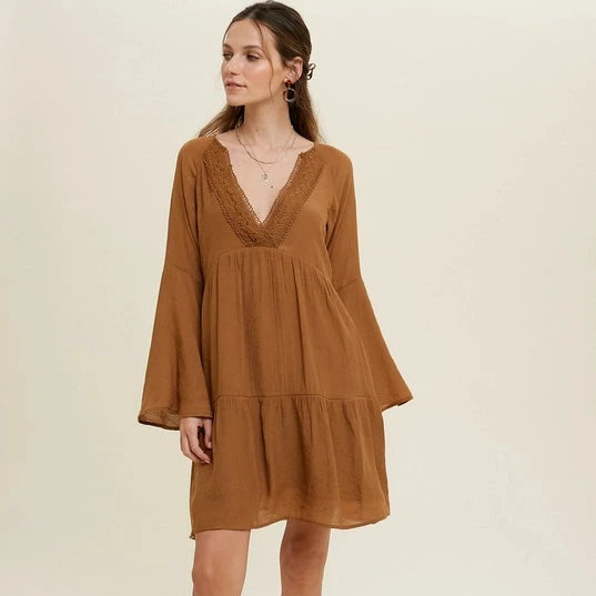 knee length dresses for ladies Women's Feels Like Now Mocha Brown Ribbed Knit Sweater Mini Dress | Size: L main image 0