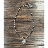 15" Handmade Concho Pendant Navajo Inspired Bead Necklace