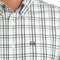 Cinch Men's S/S Arenaflex Plaid Western Button Down Shirt in White