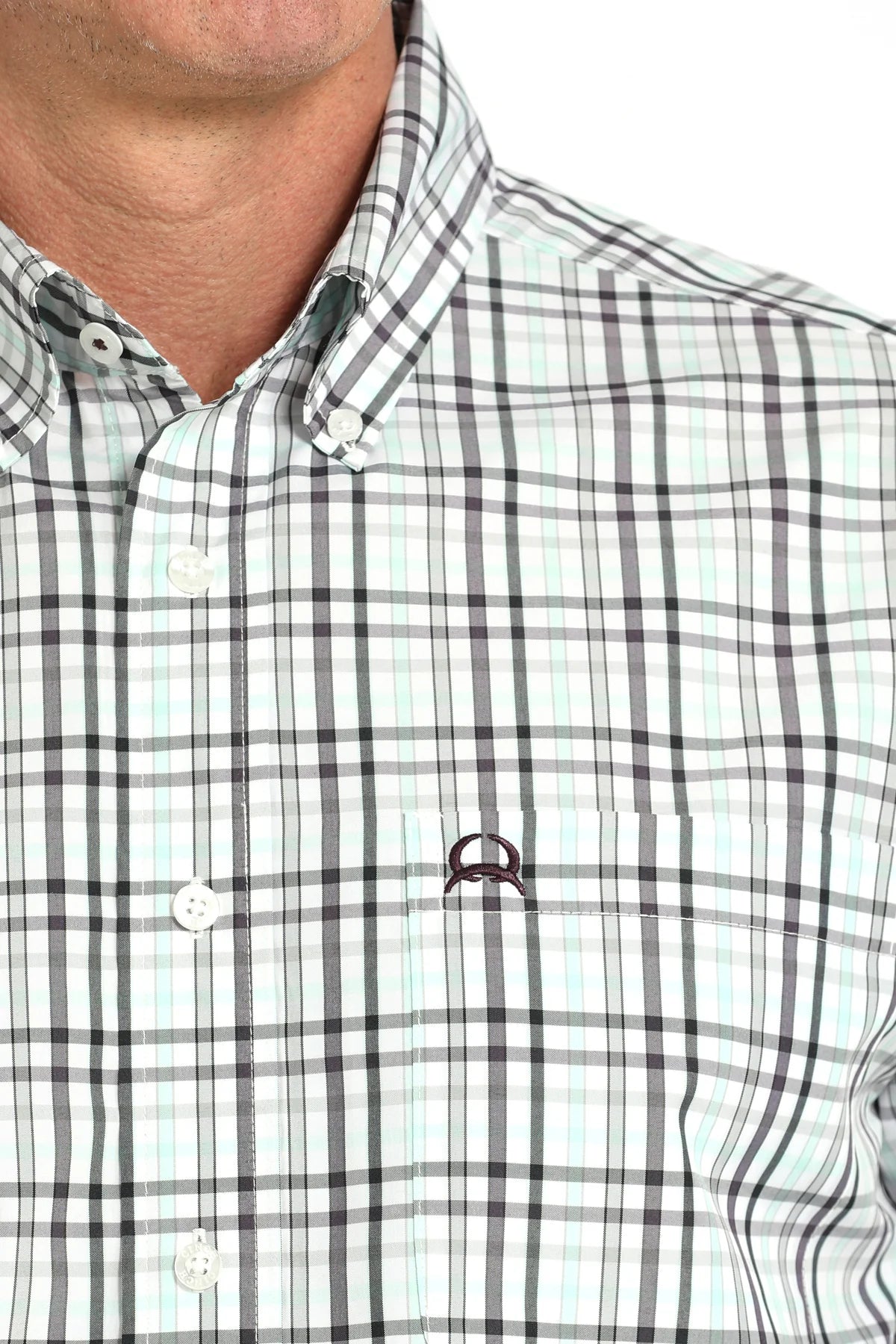 Cinch Men's S/S Arenaflex Plaid Western Button Down Shirt in White