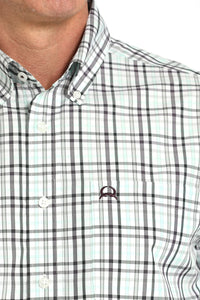 Cinch Men's S/S Arenaflex Plaid Western Button Down Shirt in White