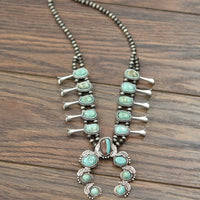Natural Turquoise Squash Blossom Necklace