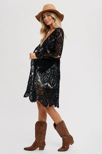Women's Crochet Open Front Long Cardigan (Available in 2 Colors)