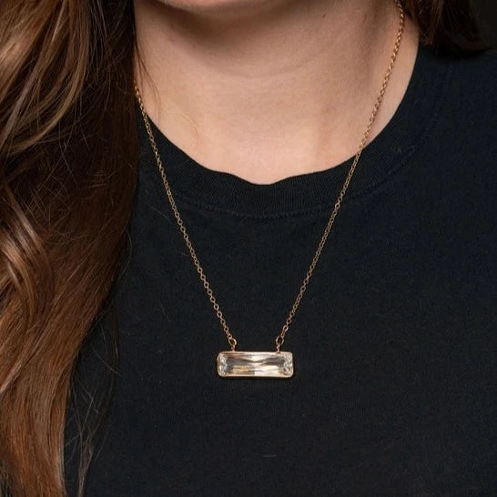 West Co. Rhinestone Bar Gold Chain Necklace
