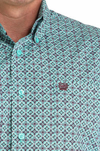 Cinch Men's L/S Classic Fit Geometric Button Down Western Shirt in Turquoise