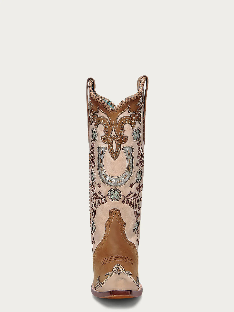Corral Women's Horseshoe Overlay Embroidery Stud Boots in Honey