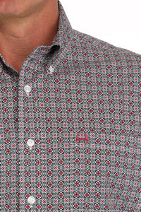 Cinch Men's S/S Arenaflex Medallion Western Button Down Shirt in White Multicolor