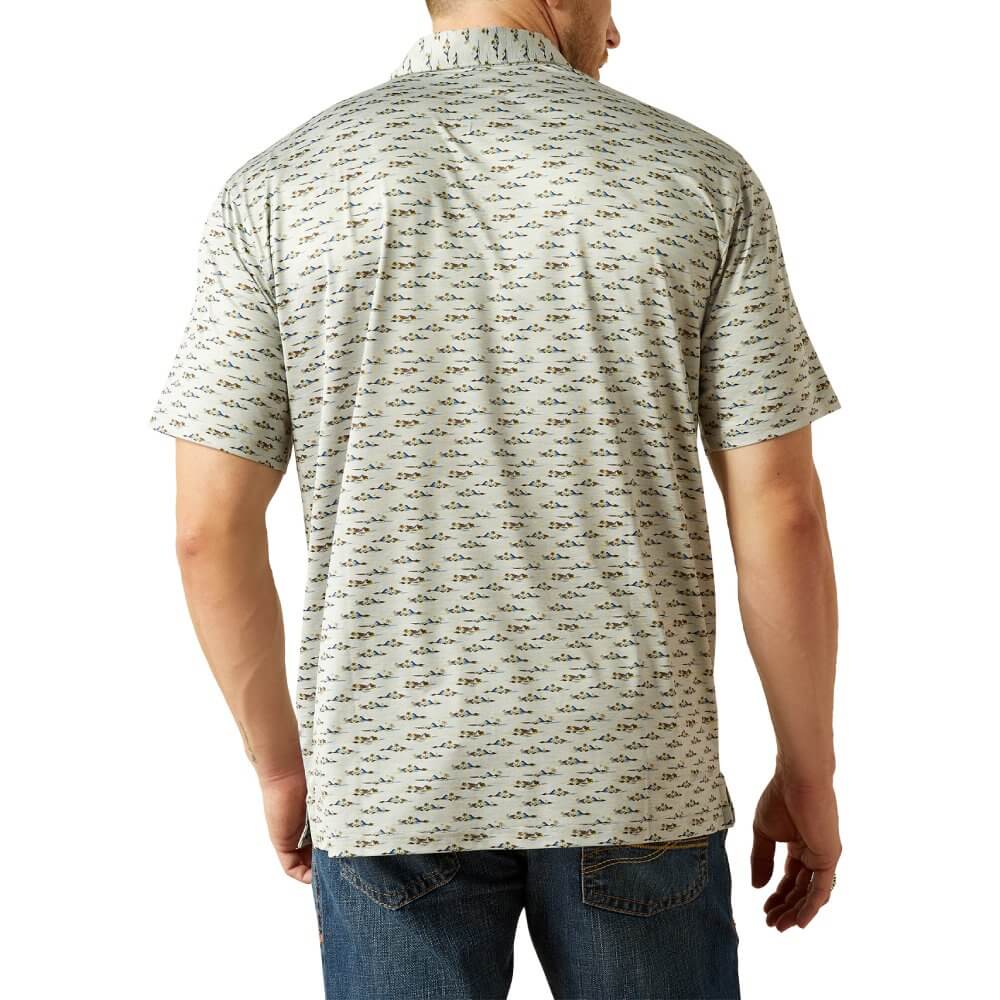 Ariat Men's Charger 2.0 Island Printed Polo in Grey