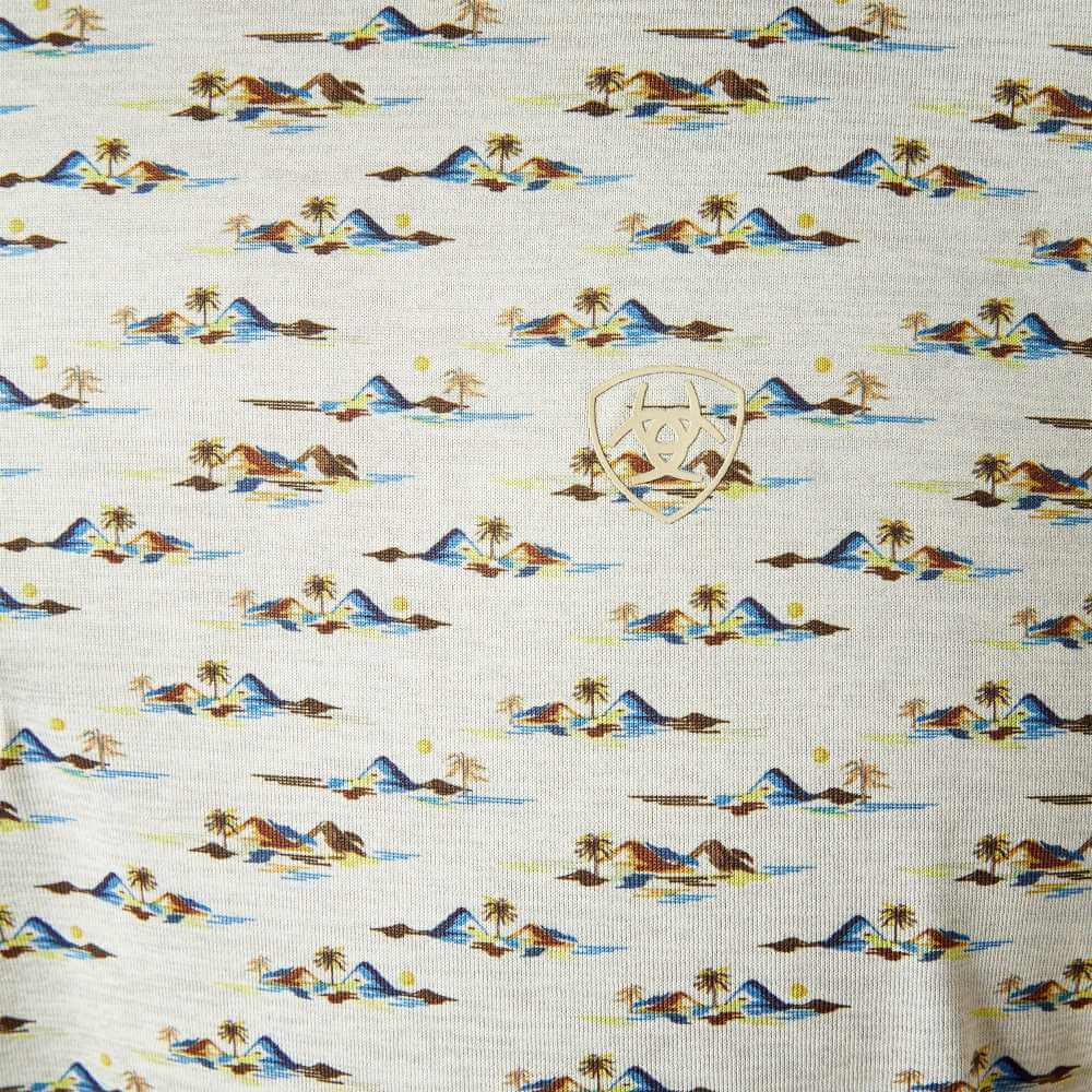 Ariat Men's Charger 2.0 Island Printed Polo in Grey