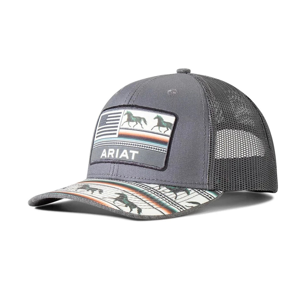 Ariat Women's Serape Horse Patch Trucker Cap in Grey