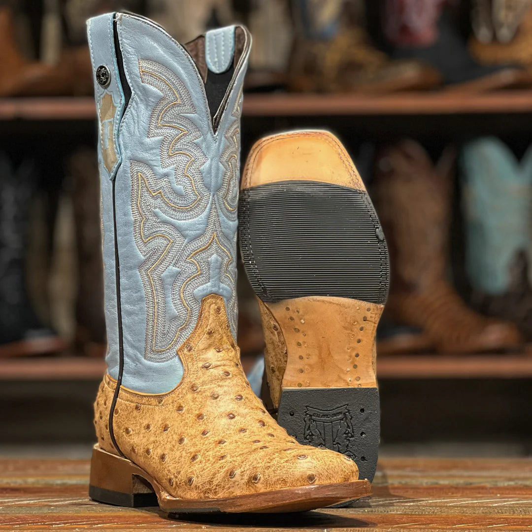 Tanner Mark Women's Orix Embossed Ostrich Print Western Boot