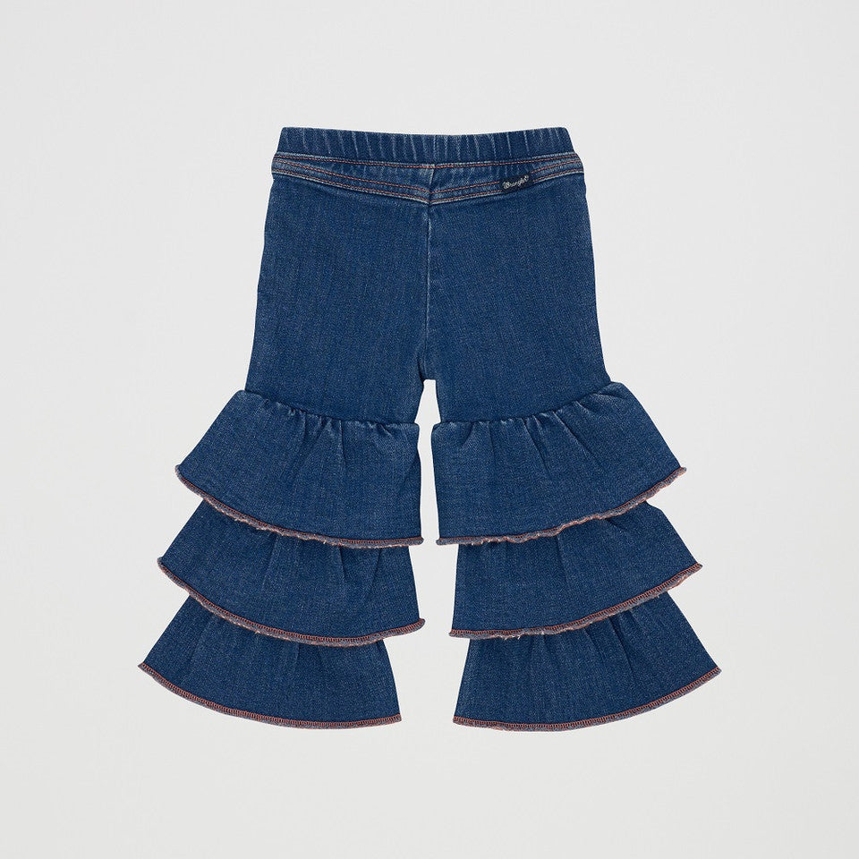 Wrangler Baby Girl's Tiered Ruffle Flare Jean in Medium Wash
