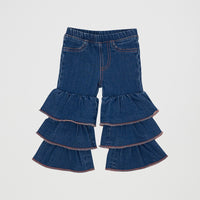 Wrangler Baby Girl's Tiered Ruffle Flare Jean in Medium Wash
