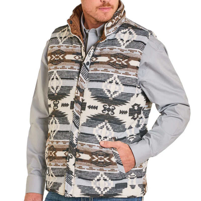 Rock & Roll Denim Men's Aztec Reversible Vest in Grey