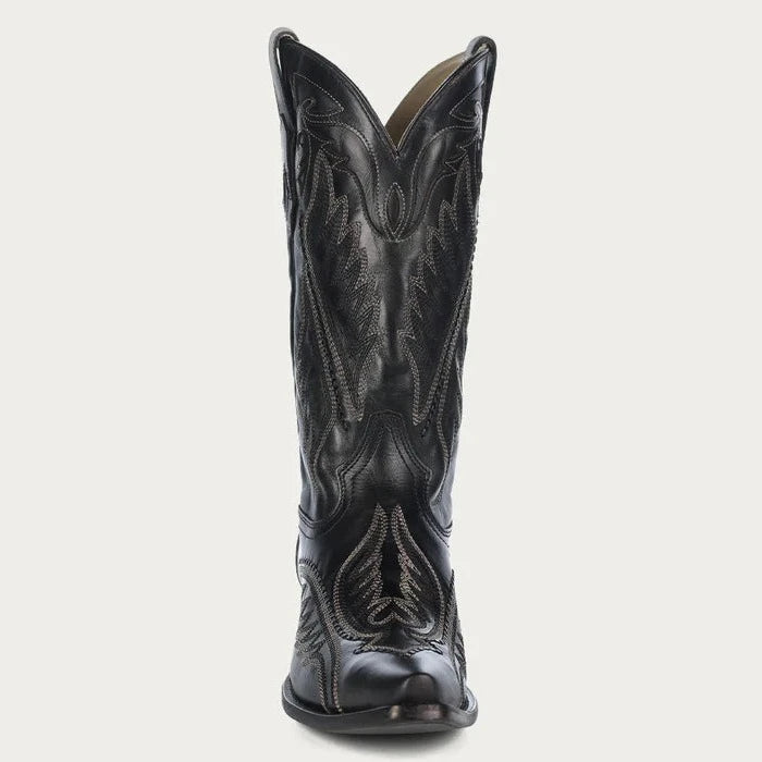 Corral Men's Black-Blue Embriodery Snip Toe Western Boot