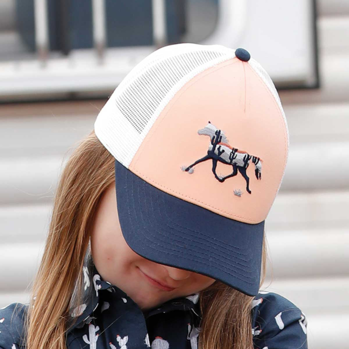 Cruel Girls Youth Trucker Cap in Peach