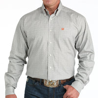 Cinch Men's L/S Classic Fit Geometric Print Button Down Shirt in Cream