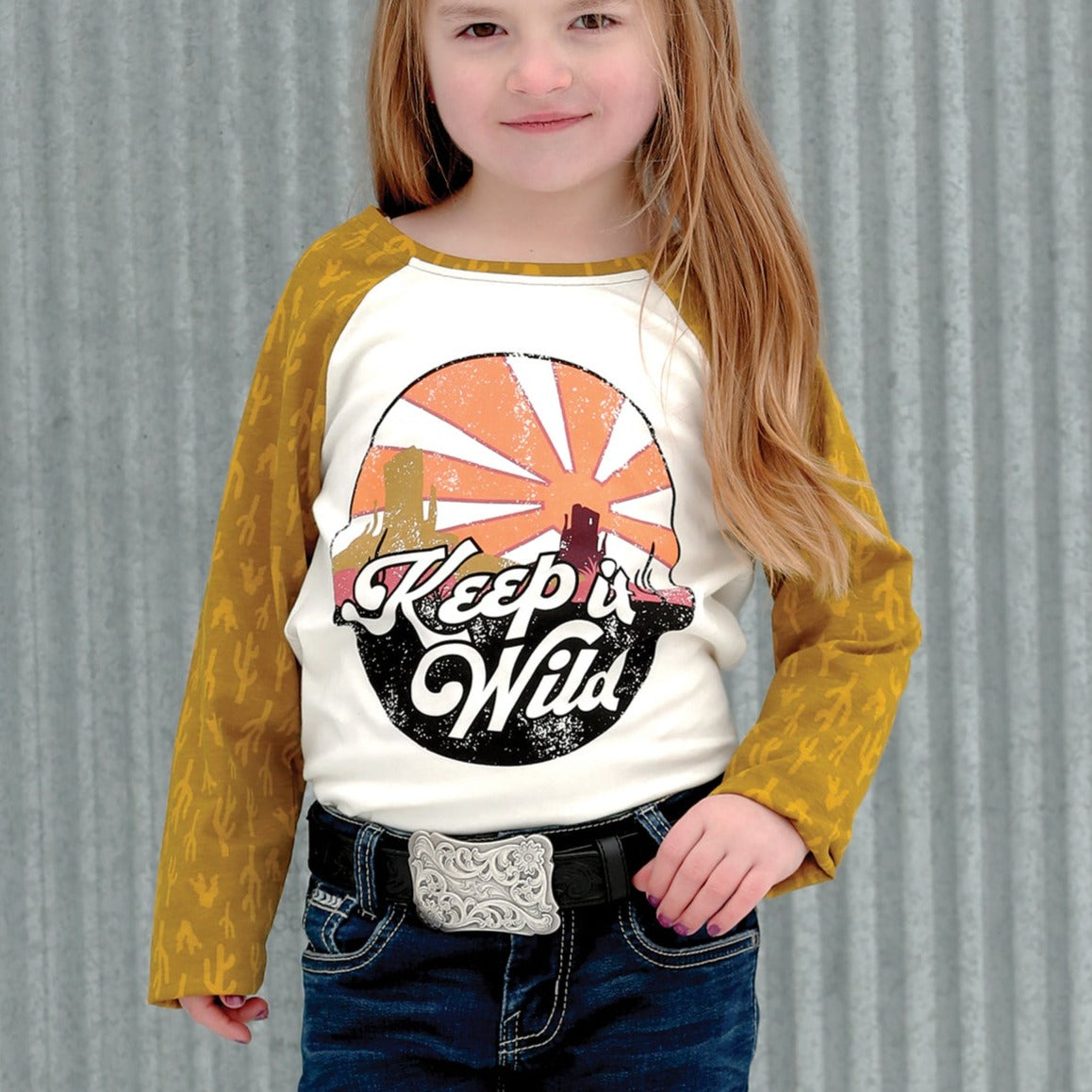 Cruel Girl's 3/4 Sleeve Cactus Graphic Shirt