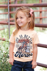 Cruel Girl's Toddler Barrel Racing Graphic Tee in Peach