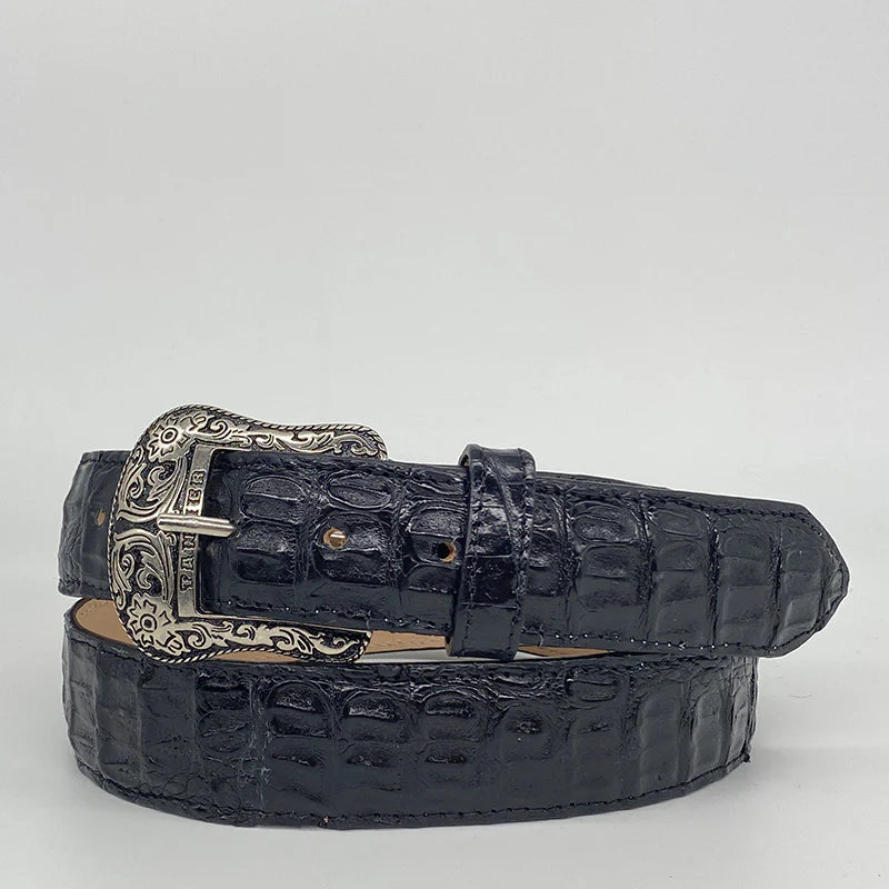 Tanner Mark Men's Genuine Caiman Exotic Belt in Black