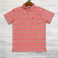 Red Dirt Hat Co. Men's S/S Aztec Polo in Coral
