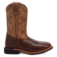 Dan Post Kid's Jet Ostrich Print Western Boot in Chocolate Brown