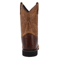 Dan Post Kid's Jet Ostrich Print Western Boot in Chocolate Brown